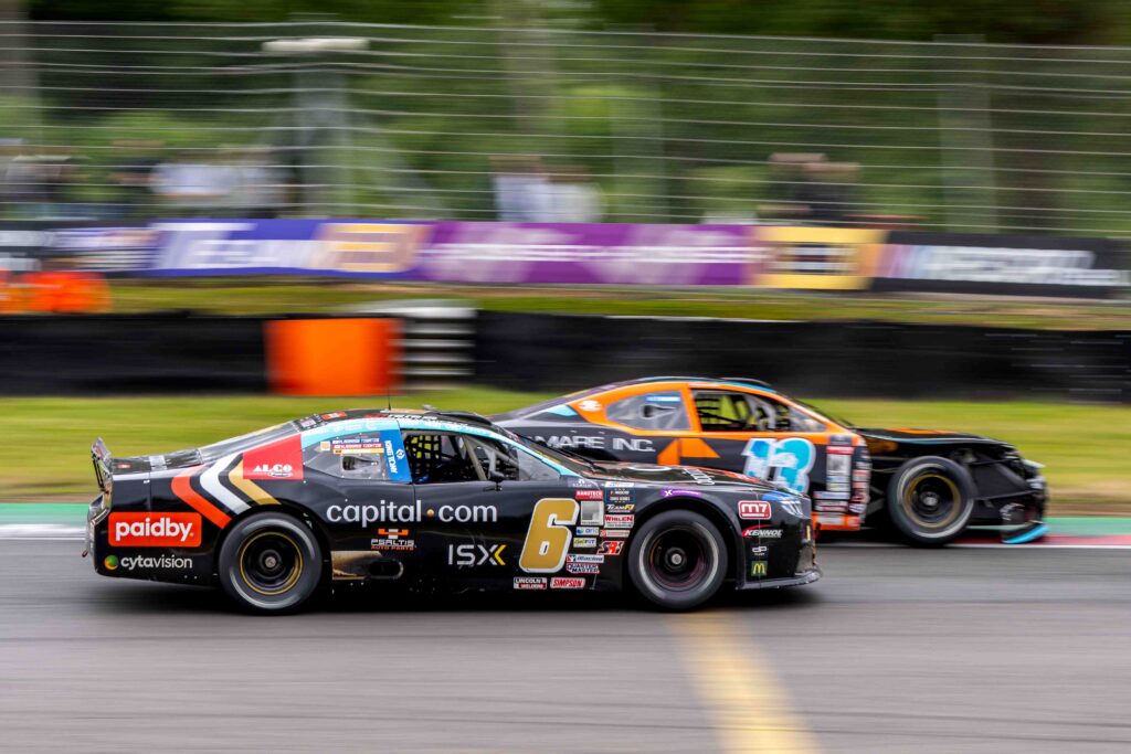 Car #6 Vladimiros Tziortzis & Vladimiros Tziortzis for Speedhouse in a Ford Mustang at the EuroNascar Grand Prix at Brands Hatch