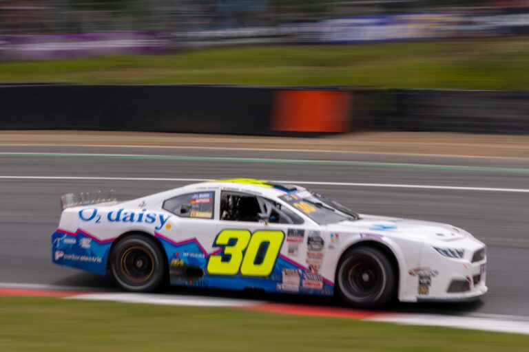 Brands Hatch, UK, 7th June, 2026, Car #30 Logan Bearden & Happinessa Racing for Rette Jones Racing by Hendriks in a Ford Mustang at the EuroNascar Grand Prix at Brands Hatch, Christopher Neve / Alamy Live News