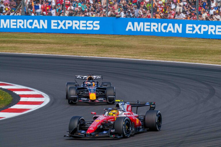 Car #44 Lewis Hamilton for Ferrari during the Feature Race at the British Formula 1 Grand Prix