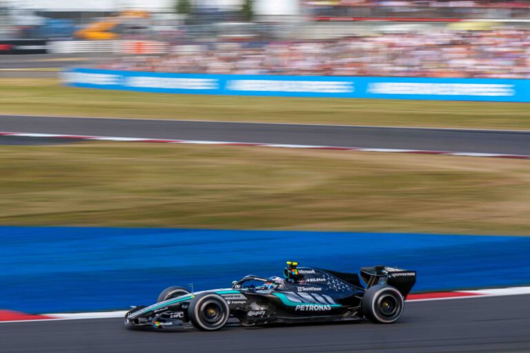 Car #12 Kimi Antonelli for Mercedes during the Feature Race at the British Formula 1 Grand Prix
