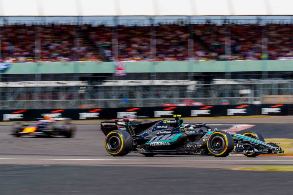Car #12 Kimi Antonelli for Mercedes During the Feature Race at the British Formula 1 Grand Prix