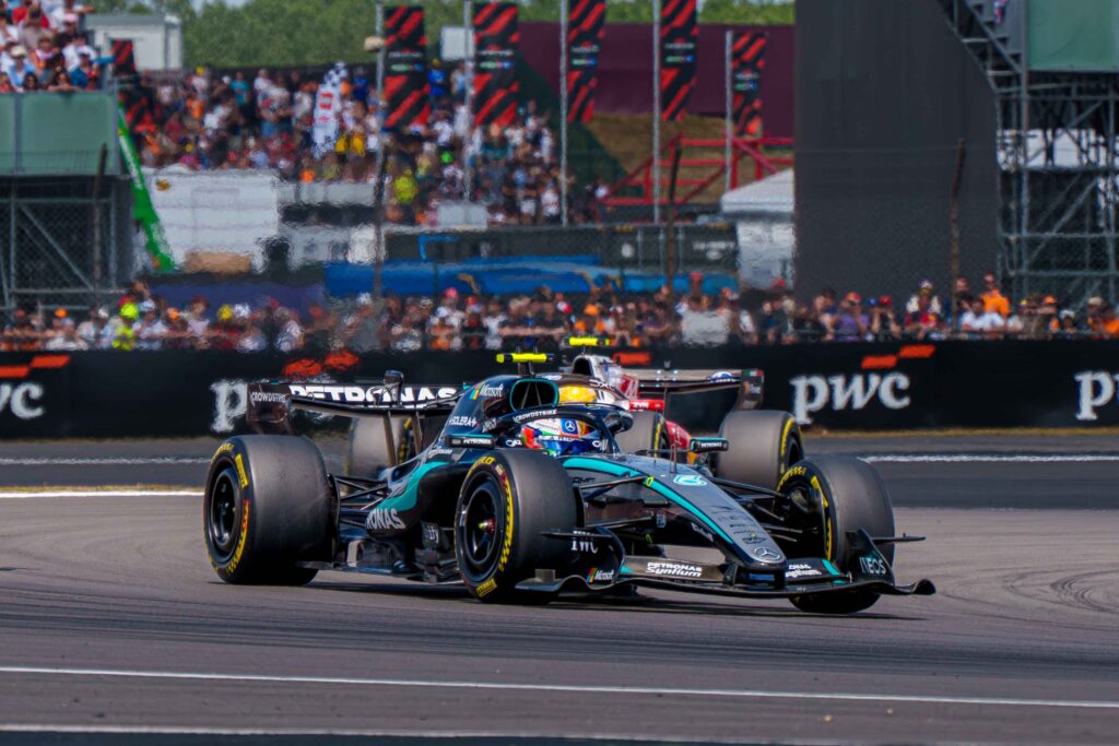 Car #12 Kimi Antonelli for Mercedes During the Feature Race at the British Formula 1 Grand Prix
