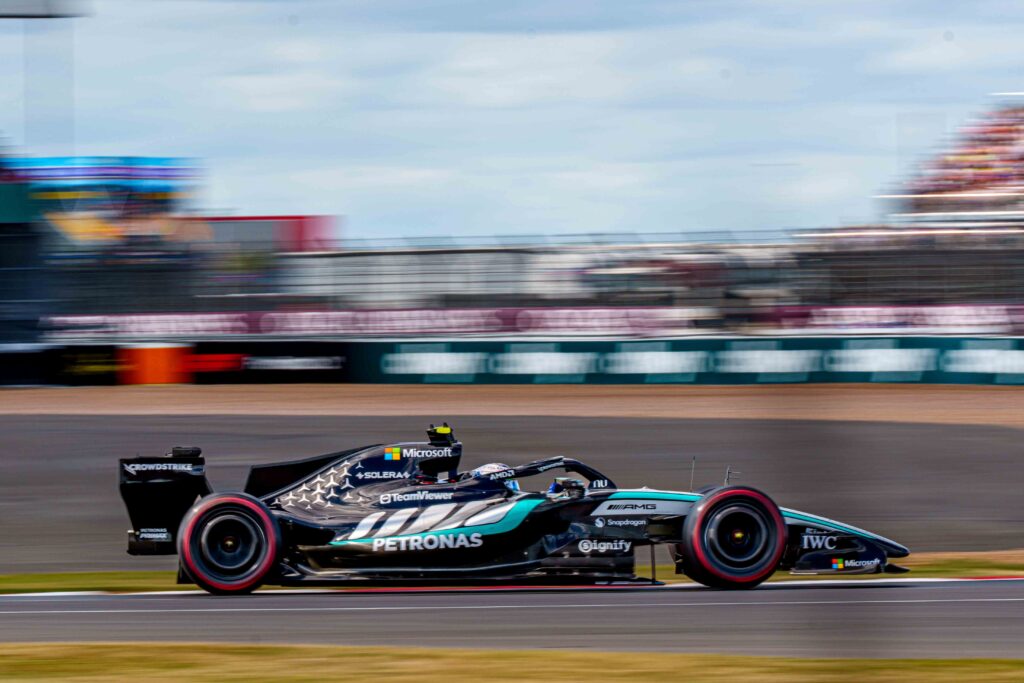 Car #12 Kimi Antonelli for Mercedes During the Feature Race at the British Formula 1 Grand Prix