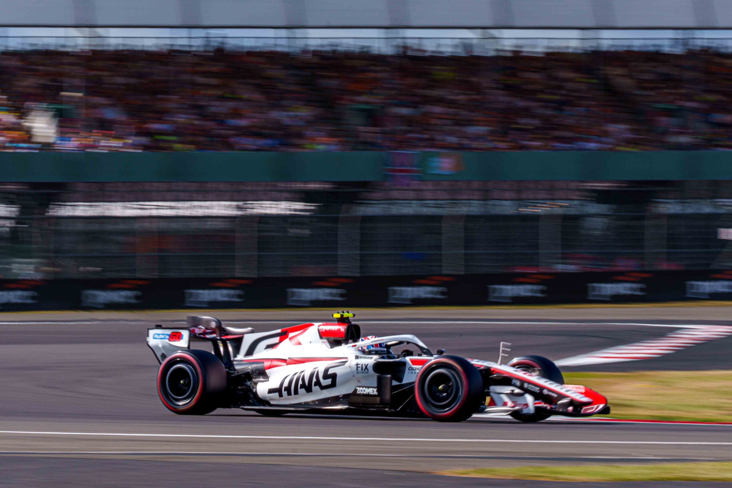 Car #31 Esteban Ocon & Car #87 Oliver Bearman for Haas during the Feature Race at the British Formula 1 Grand Prix