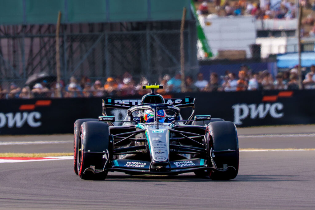 Car #12 Kimi Antonelli for Mercedes During the Feature Race at the British Formula 1 Grand Prix